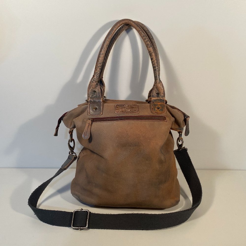 Bed Stu "Big Fork" Distressed Leather Messenger Style Bag